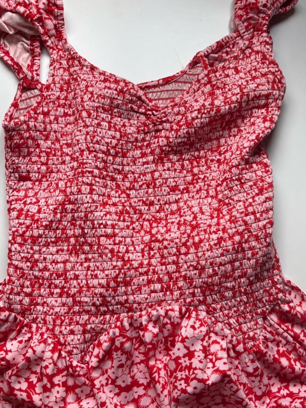 Urban Outfitters Red and Pink Floral Mini Dress Size Medium